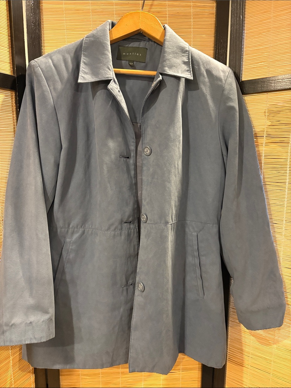 Women's Slate-Blue Button-Front Shirt Jacket by Montioe